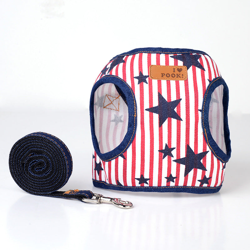 Dog Harness Leash - Denim Pet Safety Strap