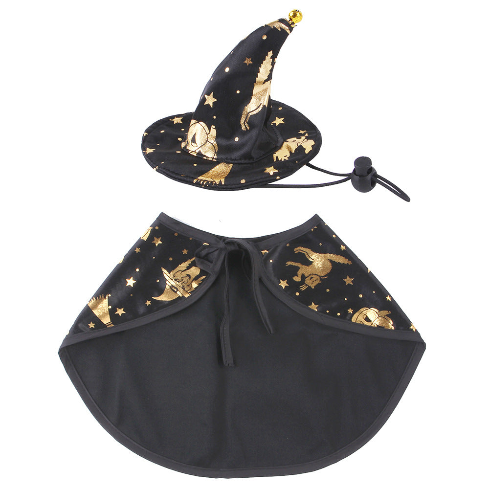 Halloween Wizard Cloak and Hat Costume for Pets