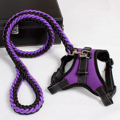 Nylon Medium Large Dog Harness with Reflective Collar