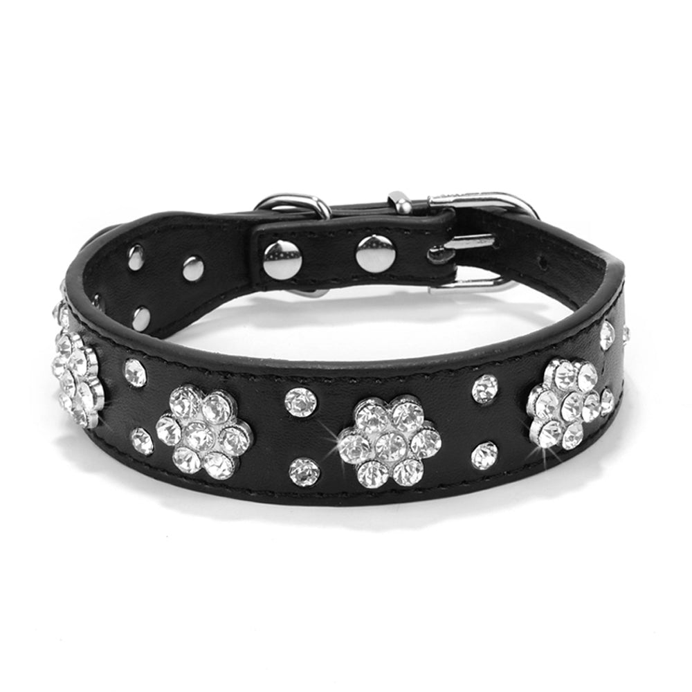Korean Velvet Pet Leash with Rhinestone Design
