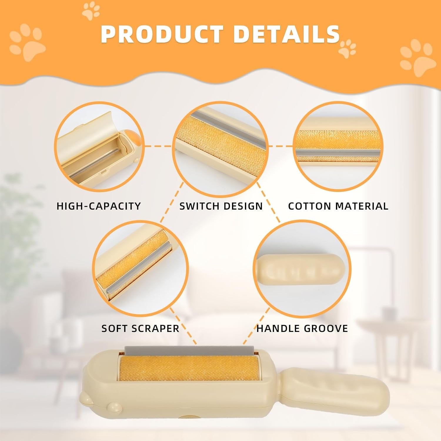 Pet Hair Remover with Self-Cleaning Base