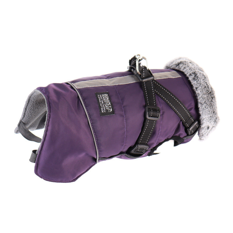 Waterproof Reflective Pet Warm Fur Collar Jacket