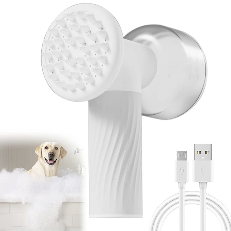 Automatic Foaming Pet Bath Brush with Soap Dispenser