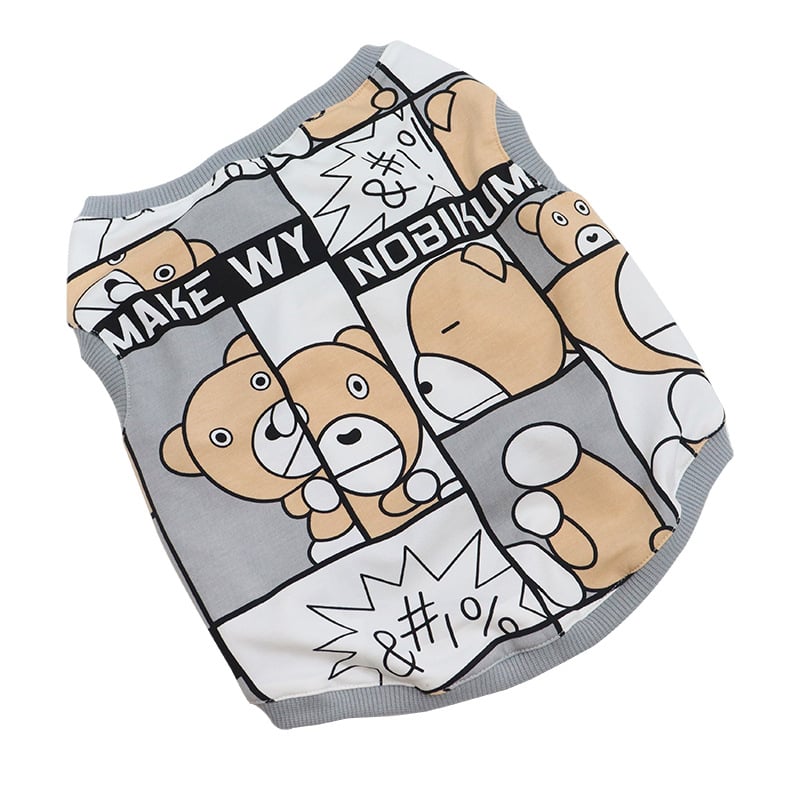 Cotton Comic Bear Vest for Bulldogs and Pugs