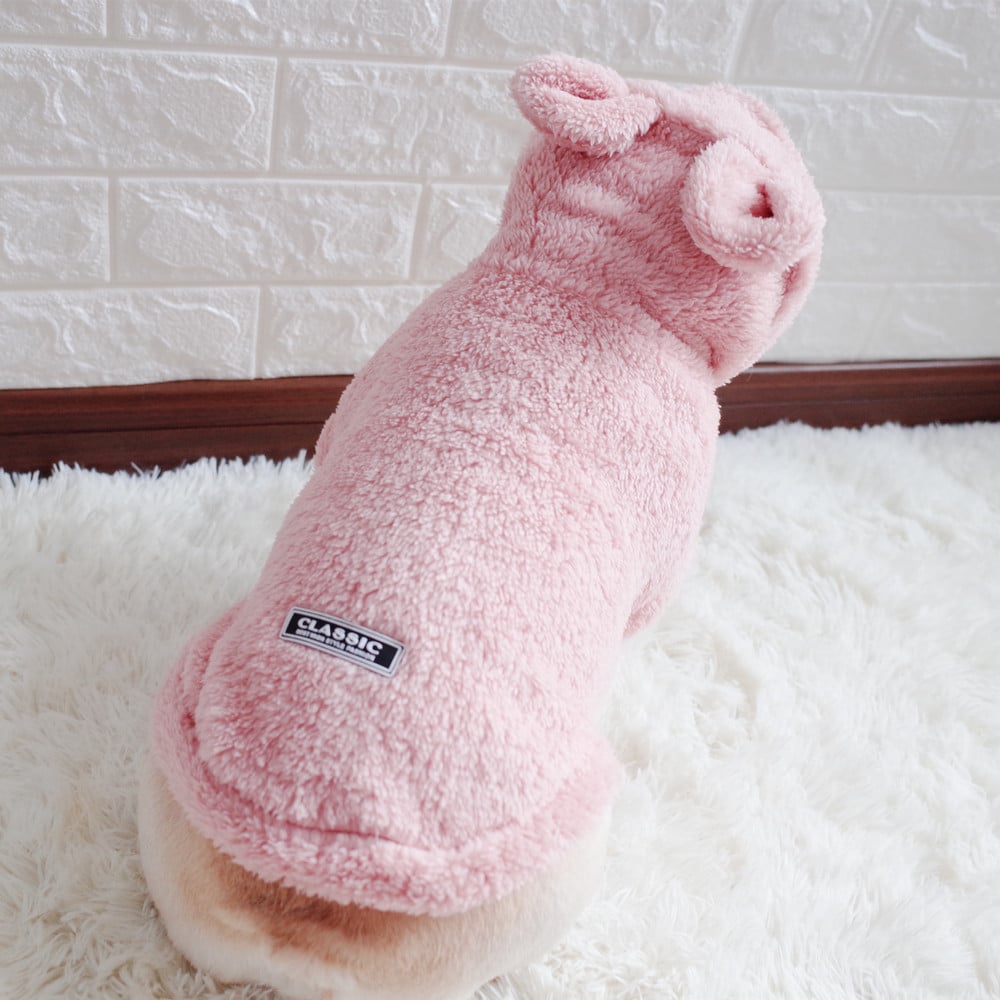 Coral Fleece Bear Hooded Vest for Schnauzers