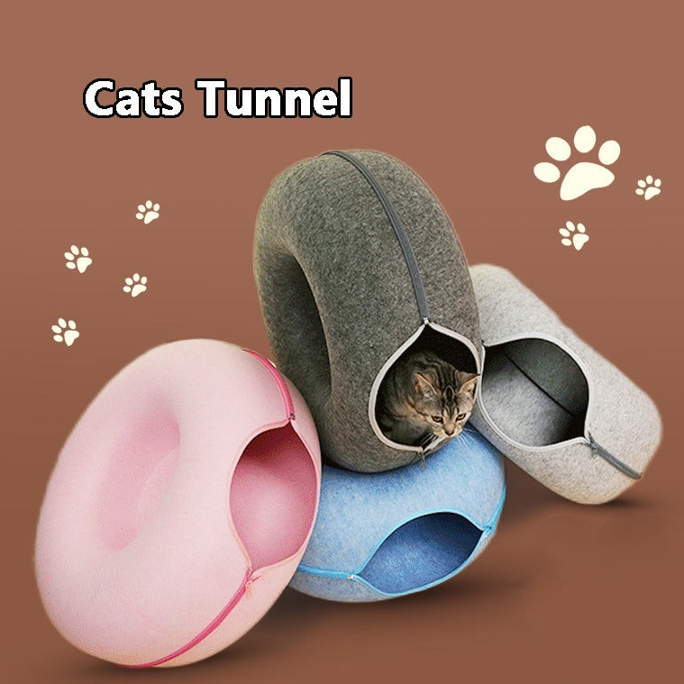 Felt Cat Tunnel Nest Dual-Use Round Bed