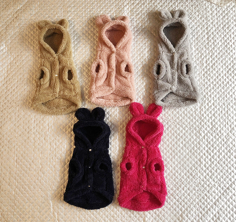 New Bear Ear Hoodie for Teddy Dogs in Solid Color