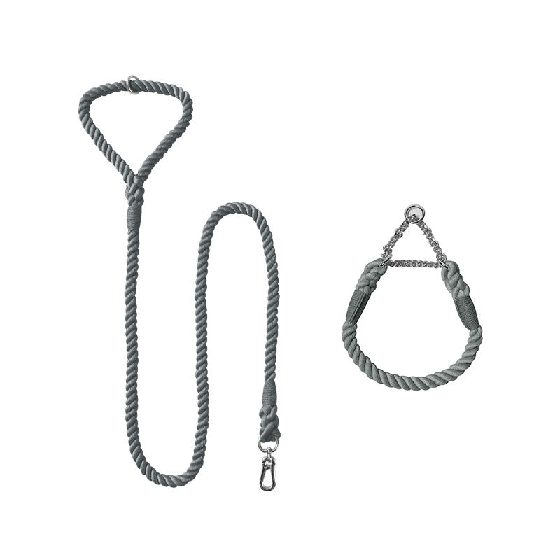 Woven Cotton Dog Leash and Collar Set
