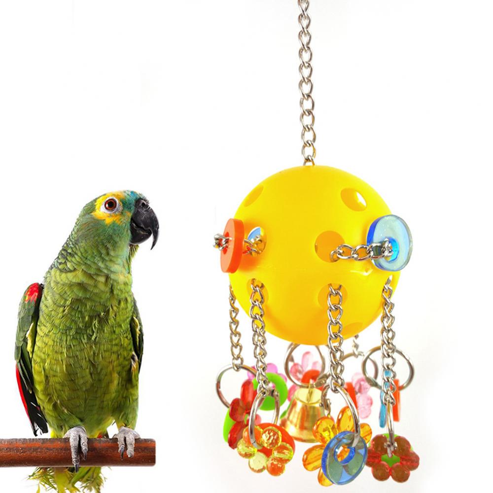 Yellow Flower-Shaped Parrot Chew Toy with Bell Ring