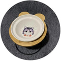 Ceramic Double Cat Bowl with Wooden Stand for Pets