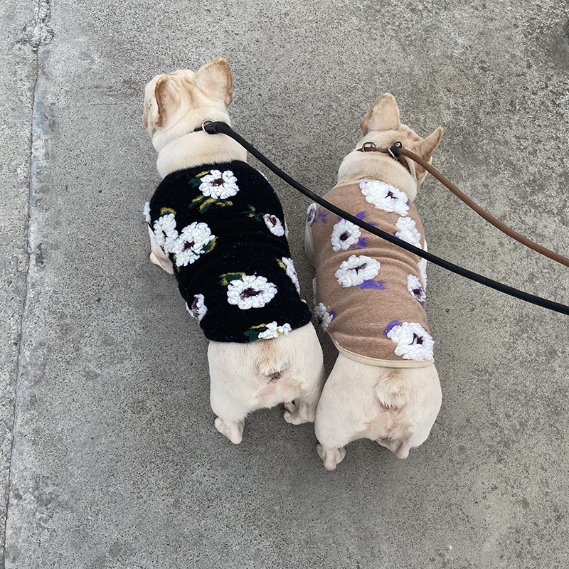 Thick Warm Floral Pet Sweater for Autumn and Winter