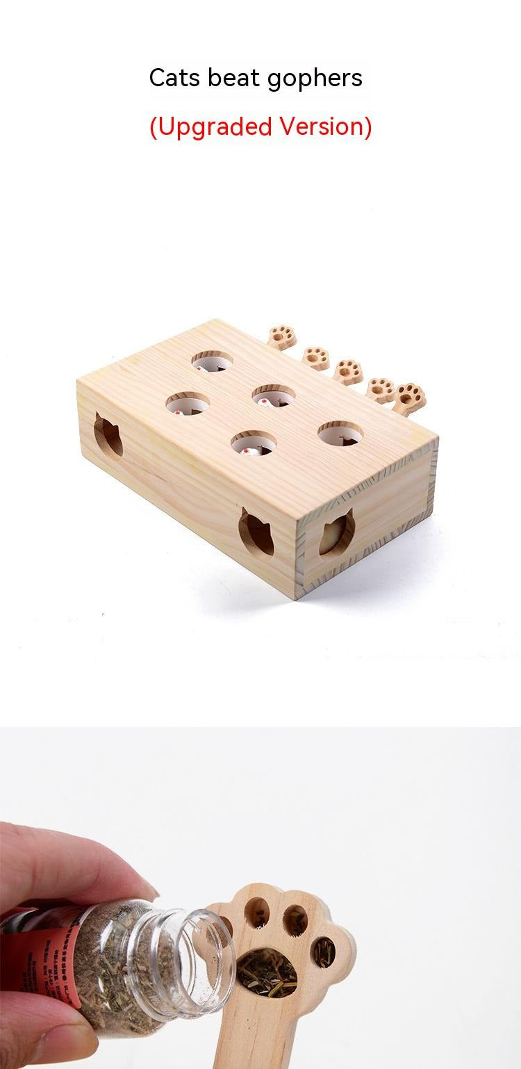 Solid Wood Catnip Whac-a-Mole Cat Toy