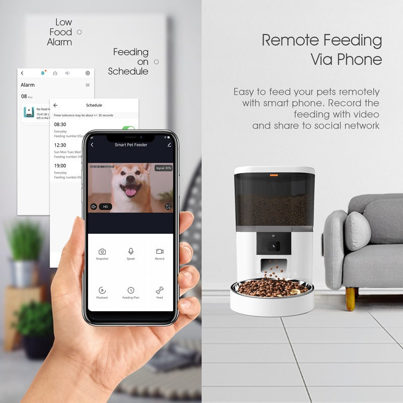 Smart Video Pet Feeder with Adjustable Camera