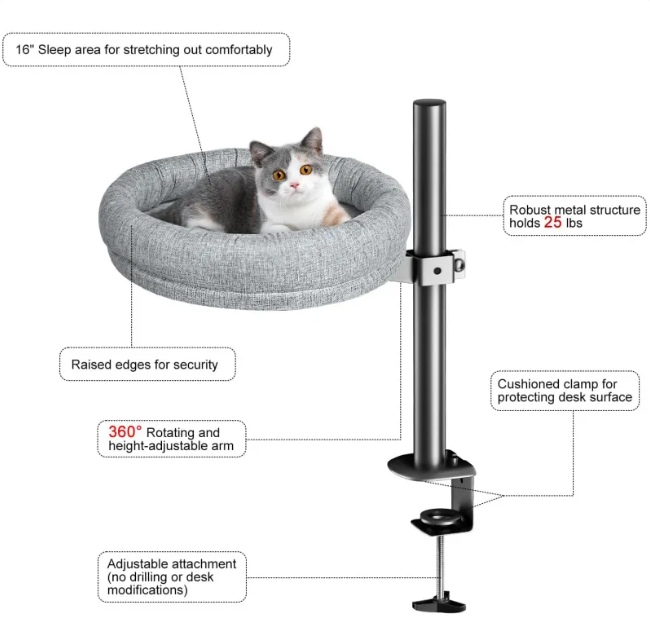 Adjustable Height Rotating Cat Bed