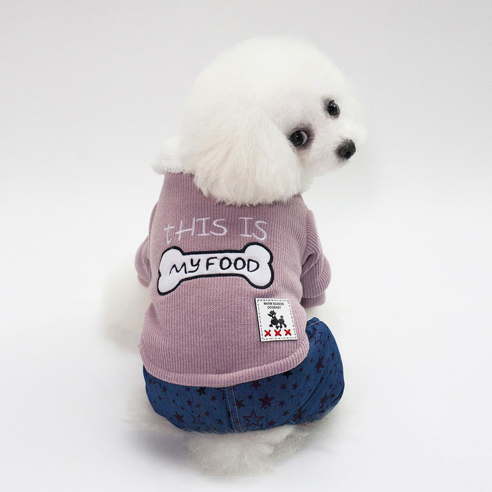 Pet Clothing with Bone Design for Four-Legged Pets