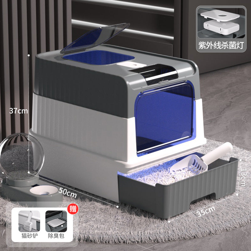 Large Enclosed Cat Litter Box with Door for Pets
