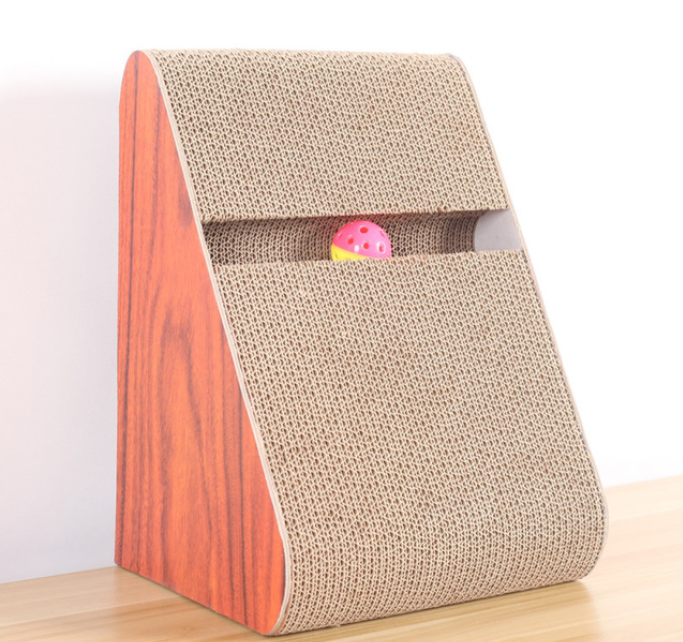 Triangle Cat Scratching Board with Corrugated Paper Toy