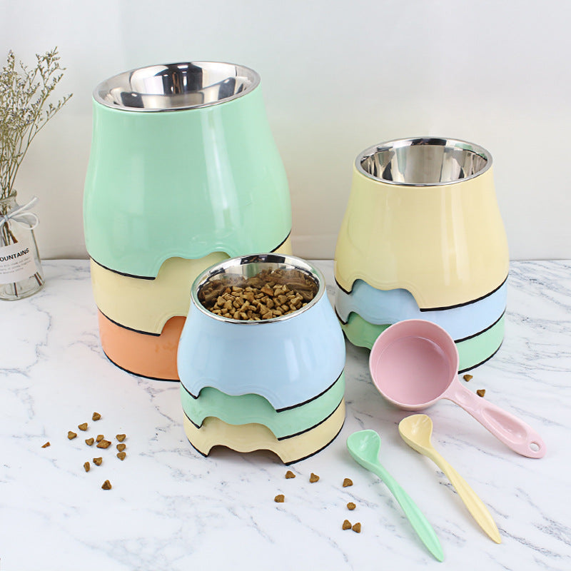 Pet Feeding Bowl with Anti-Slip Design and Neck Guard