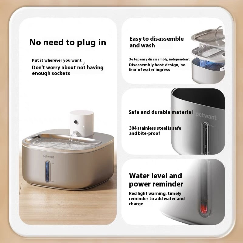 Smart Stainless Steel Pet Water Dispenser 3.2L Wireless