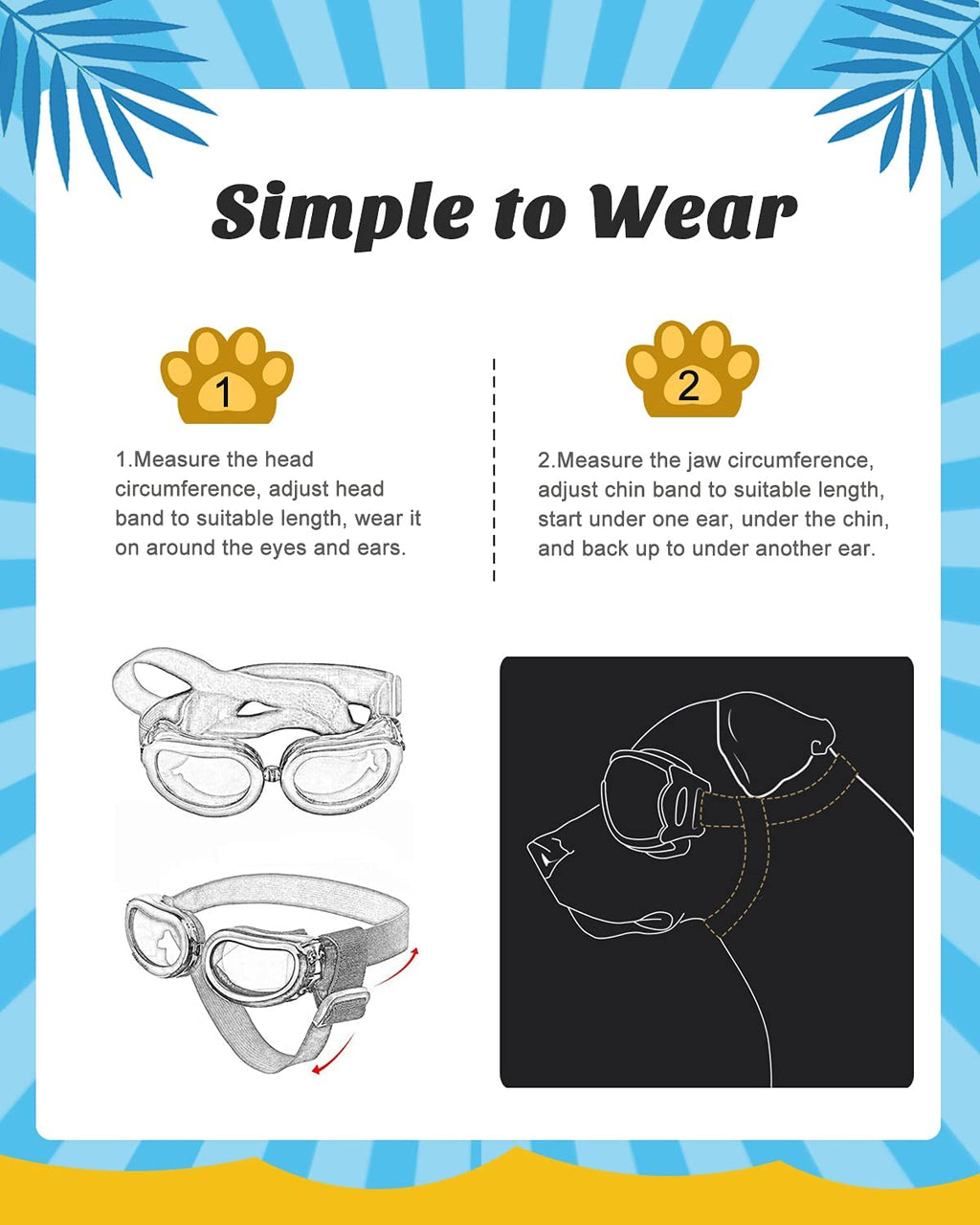Small Dog Christmas Sunglasses with Adjustable Strap