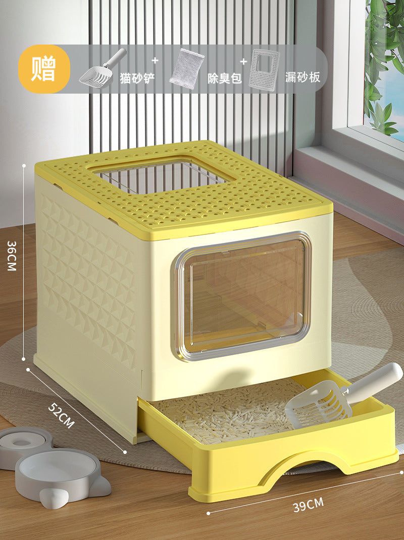 Large Enclosed Cat Litter Box with Door for Pets