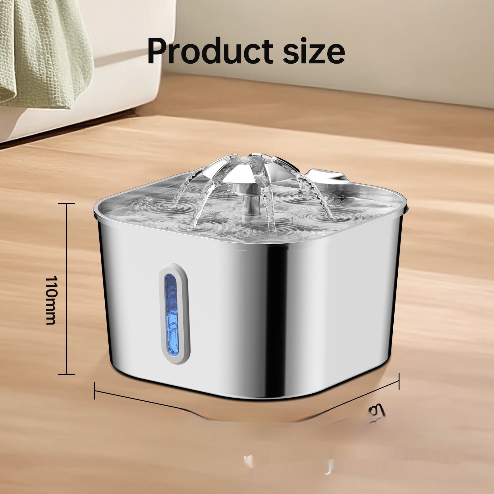 2.2L Stainless Steel Pet Water Fountain