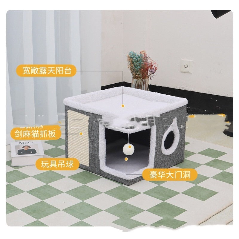 Pet Double-layer Foldable Cat Nest Villa