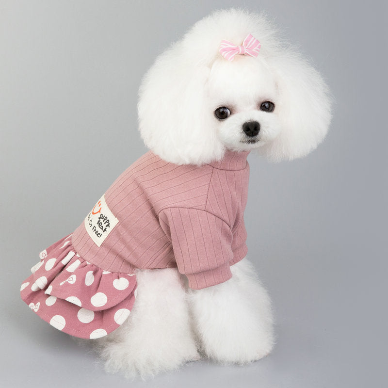 Cute Smiley Polka Dot Dress for Pets
