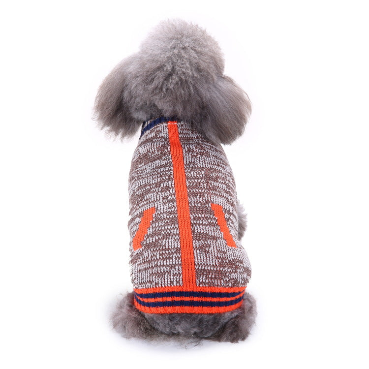 Pet Bone Stripe High Neck Christmas Sweater