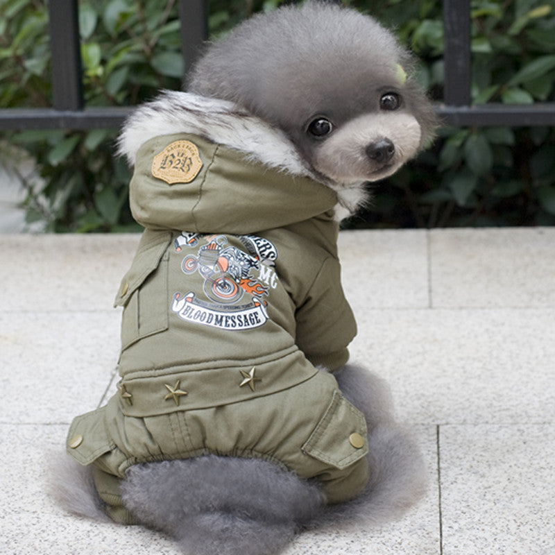 Military Style Dog Cotton Jacket for Small Breeds