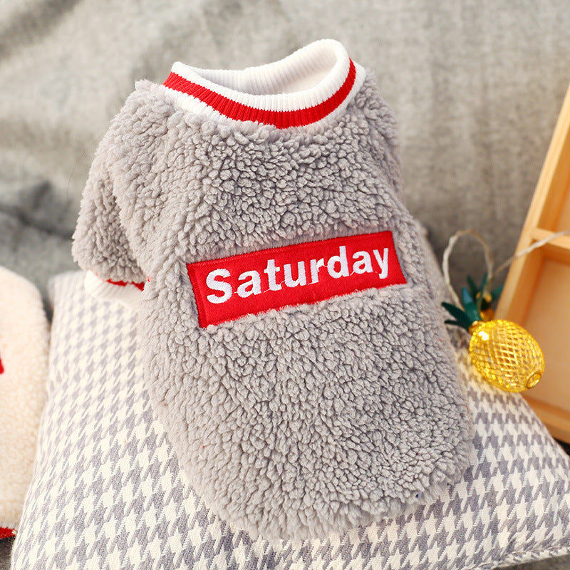 Teddy Dog & Cat Autumn/Winter Fleece Round Neck Outfit