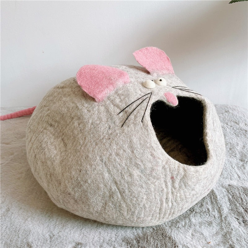 Wool Felt Cat Enclosed Bed