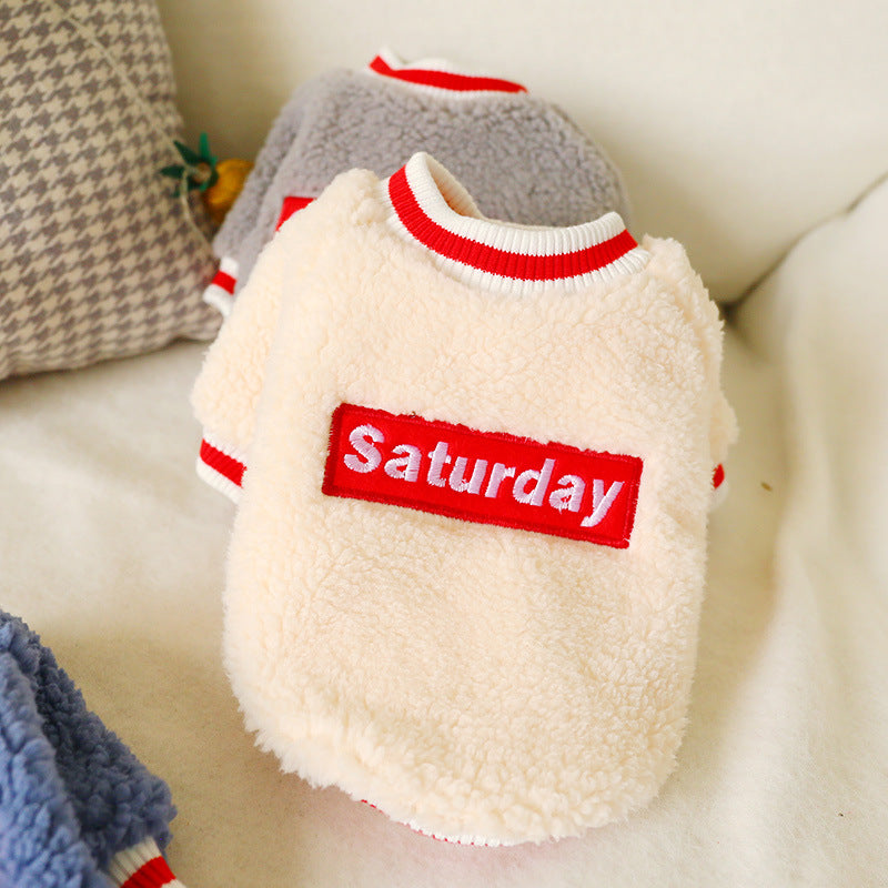 Teddy Dog & Cat Autumn/Winter Fleece Round Neck Outfit