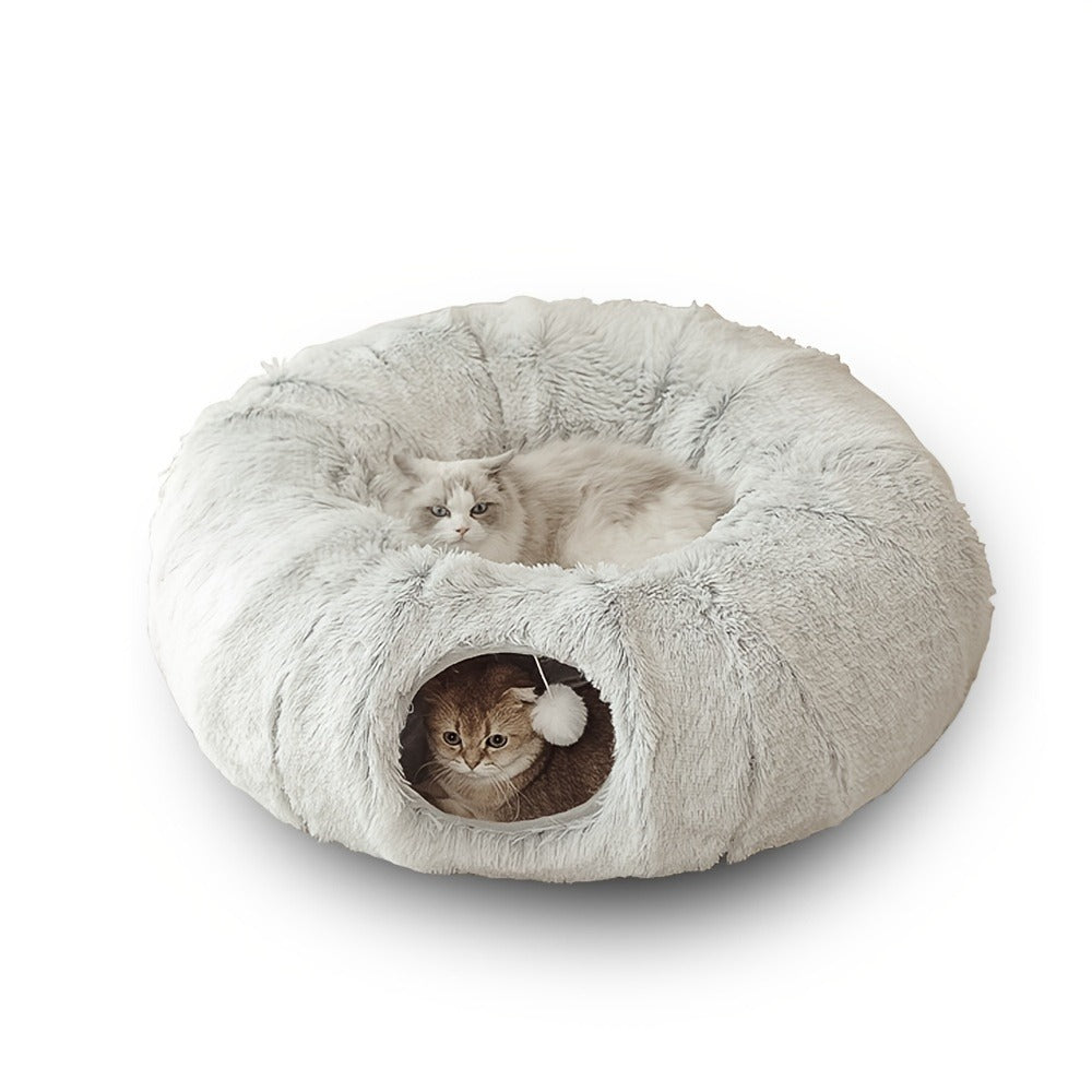 Plush Foldable Cat Tunnel Bed