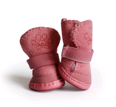 Dog Shoes for Pets, Fleece Snow Boots in Khaki & Pink
