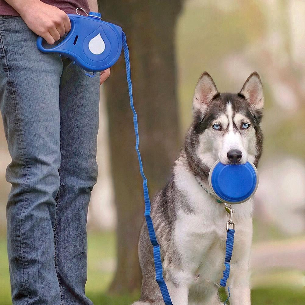 Retractable Dog Leash with Water Bottle
