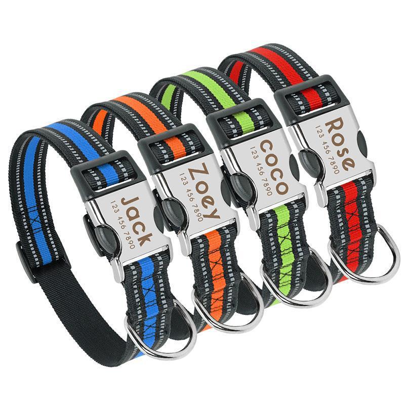Reflective Dog Collar with Engraving for Pets