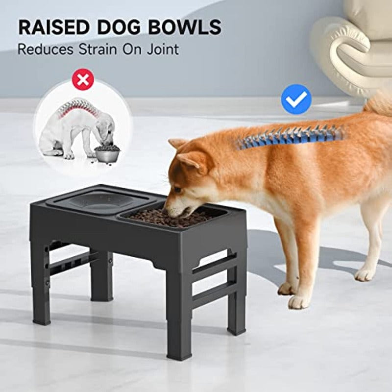 Adjustable Elevated Dog Bowl with Slow Feeder