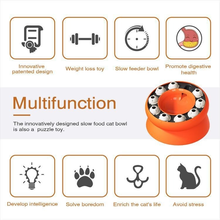 Rotating Food Leakage Cat Bowl Puzzle Toy