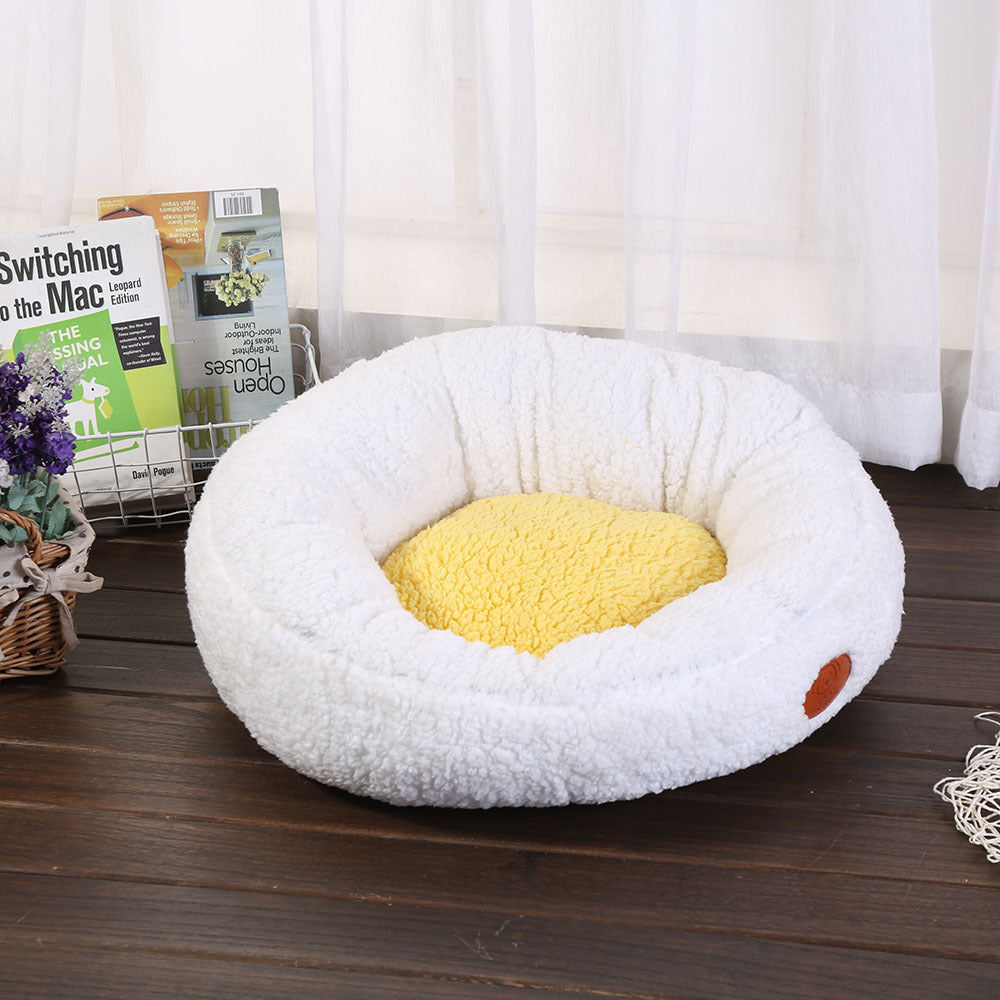 Warm Egg Yolk Dog Kennel - Non-Removable Design