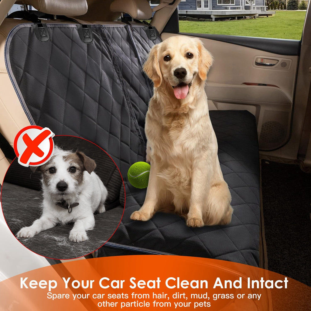 Waterproof Dog Back Seat Cover with Seat Belt