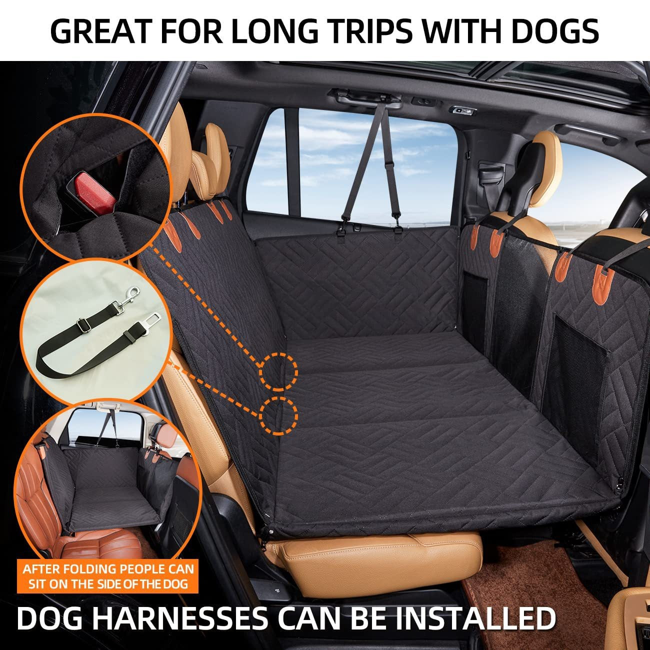Heavy-Duty Car Back Seat Pet Hammock (132x165 cm)