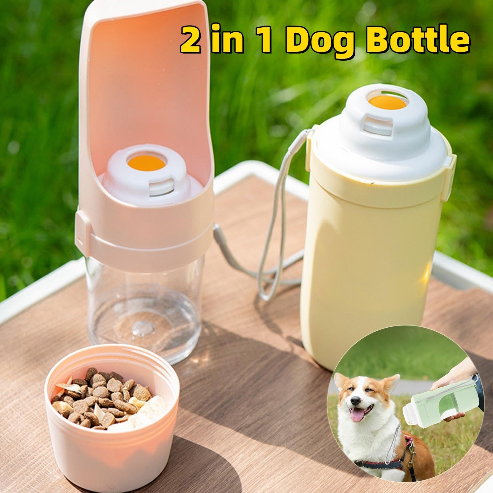 2-in-1 Travel Dog Water Bottle and Feeder