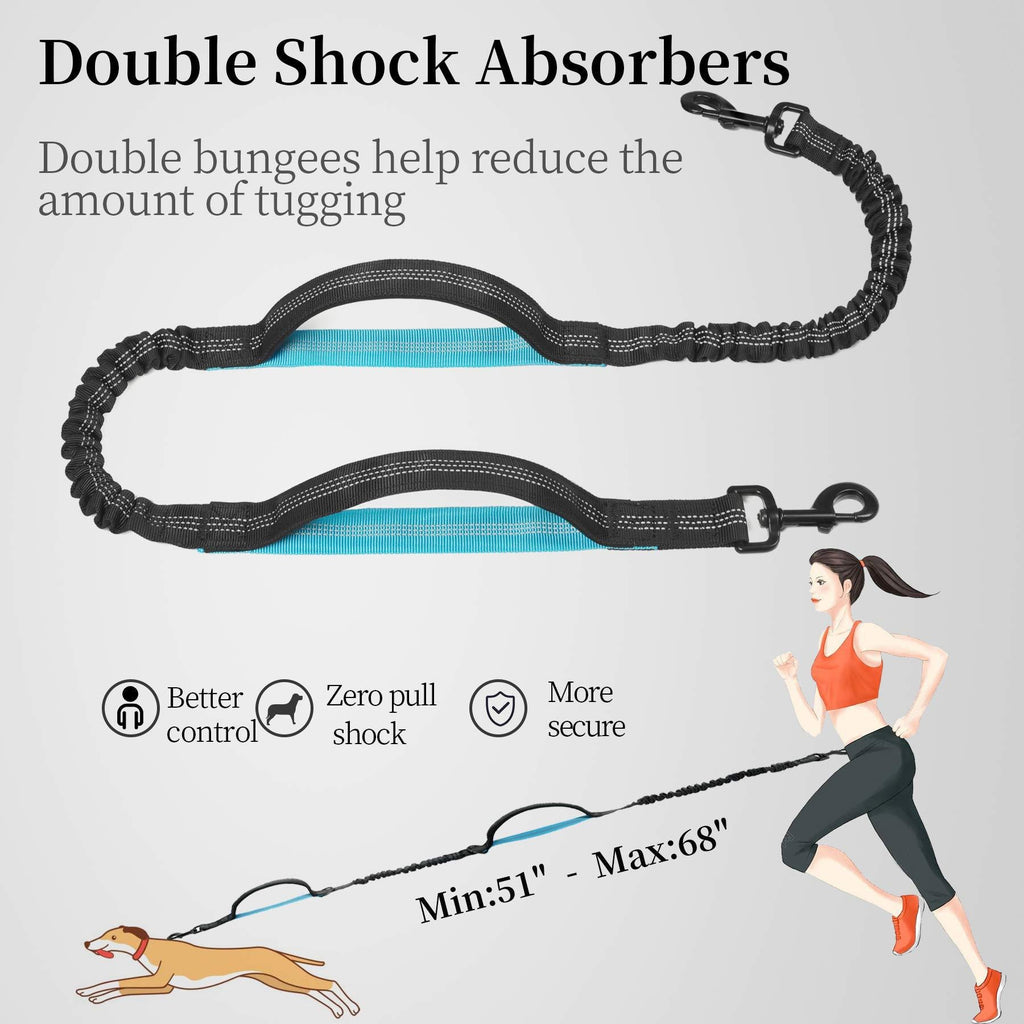 Reflective Hands-Free Dog Leash with Waist Pack