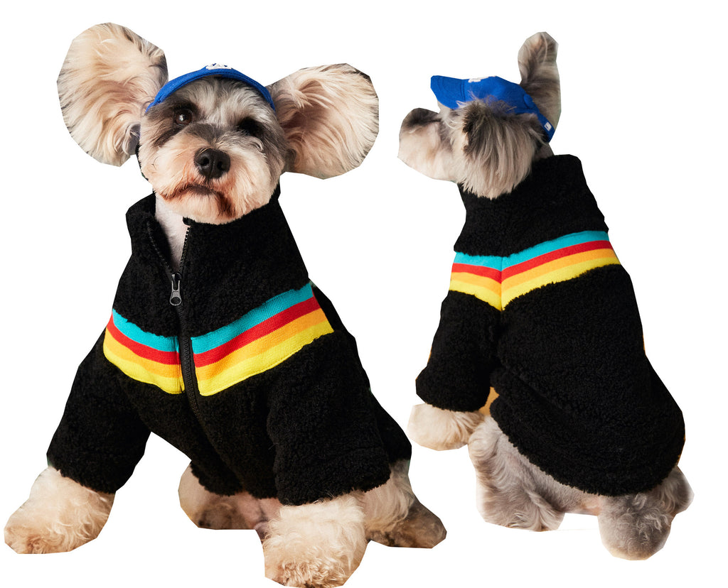 Casual Fashion Lamb Wool Coat with Pet Color Stripes