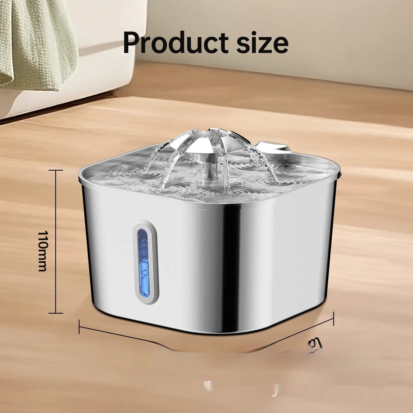 2.2L Stainless Steel Pet Water Fountain