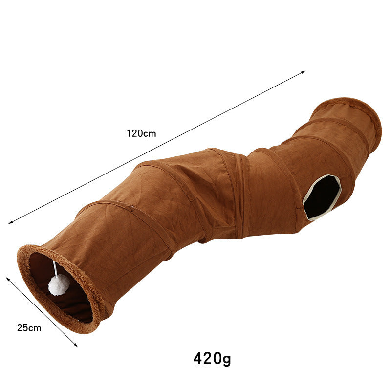 Double-layer Suede Cat Tunnel Tent for All Seasons