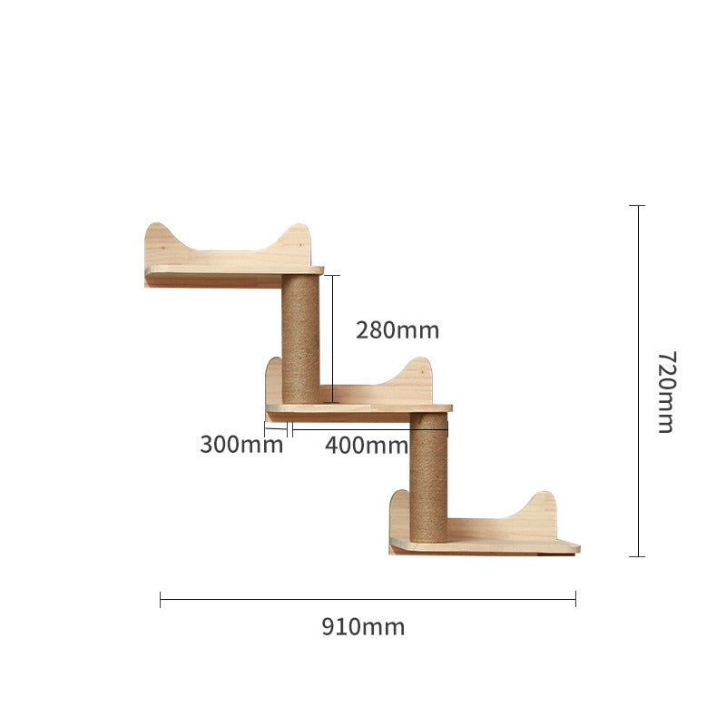 Wall-Mounted Solid Wood Cat Shelves & Perches