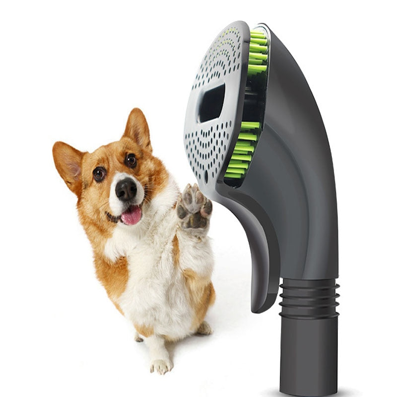 Pet Hair Brush with Soft Bristles and Attachment Head