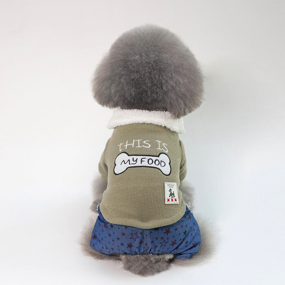 Pet Clothing with Bone Design for Four-Legged Pets